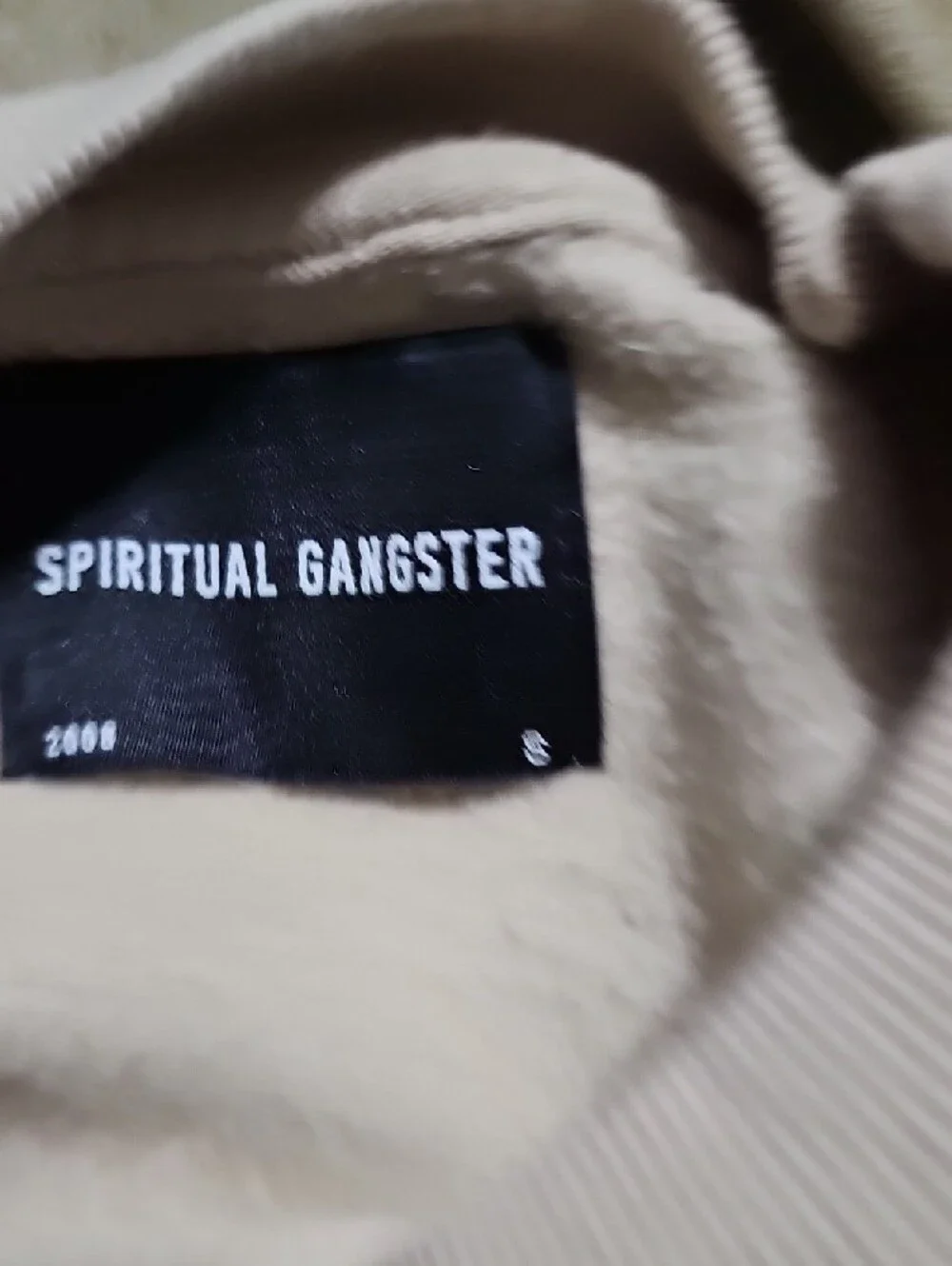 Spiritual Gangster Men’s Crewneck Emblem Sweatshirt in Beige